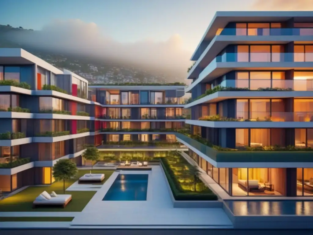 Plan arquitectónico moderno de condominio en México: ley y creatividad Innovador plano arquitectónico de un complejo de condominios en México fusionando creatividad y la Ley de Fraccionamientos en México