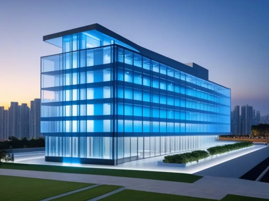 Blueprint financiero innovador en azules y plata Innovadora arquitectura con detalles financieros integrados