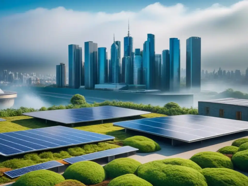 Plan arquitectónico de edificio ecoamigable en la ciudad Innovadora arquitectura verde para combatir el cambio climático en una ciudad bulliciosa