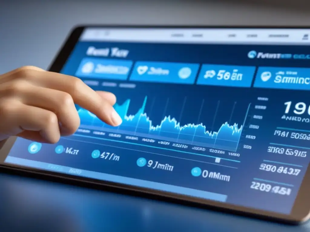 Interfaz digital de análisis de cartera inmobiliaria Interface futurista de análisis de portafolio inmobiliario con gráficos interactivos y datos financieros