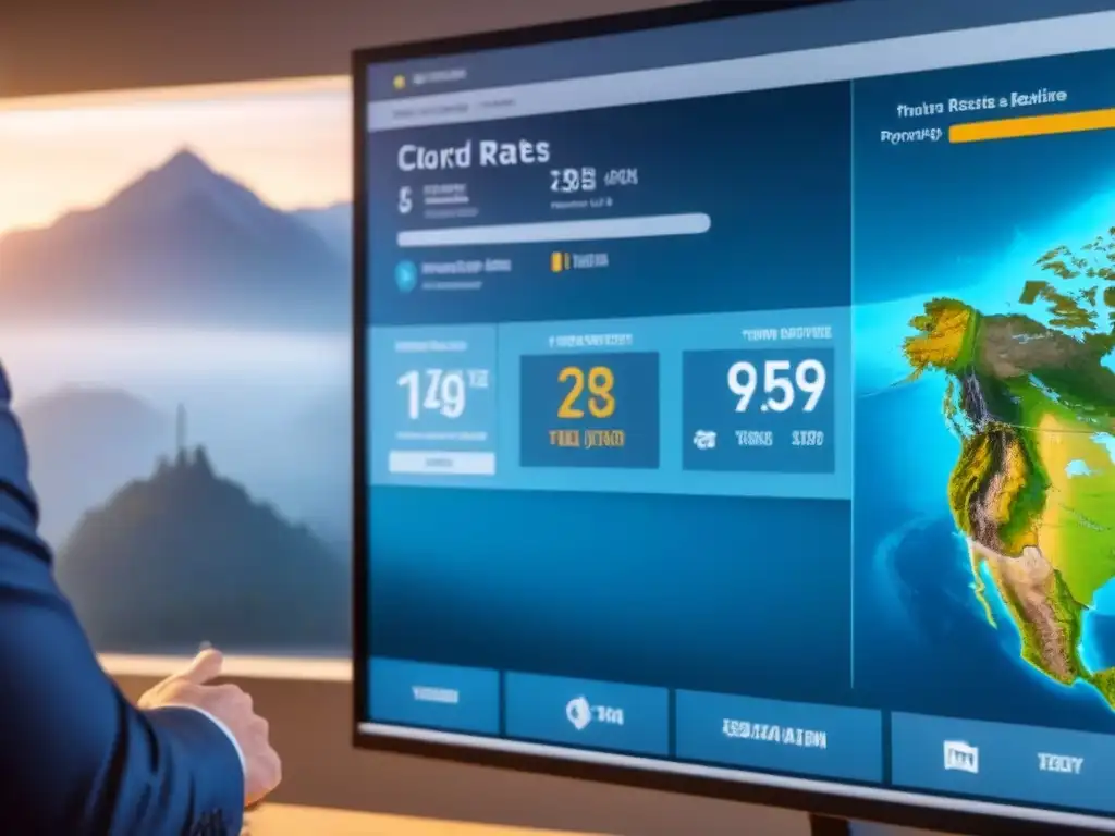 Análisis de leads en tiempo real para inmobiliaria Interfaz digital futurista con análisis de leads inmobiliarios en tiempo real