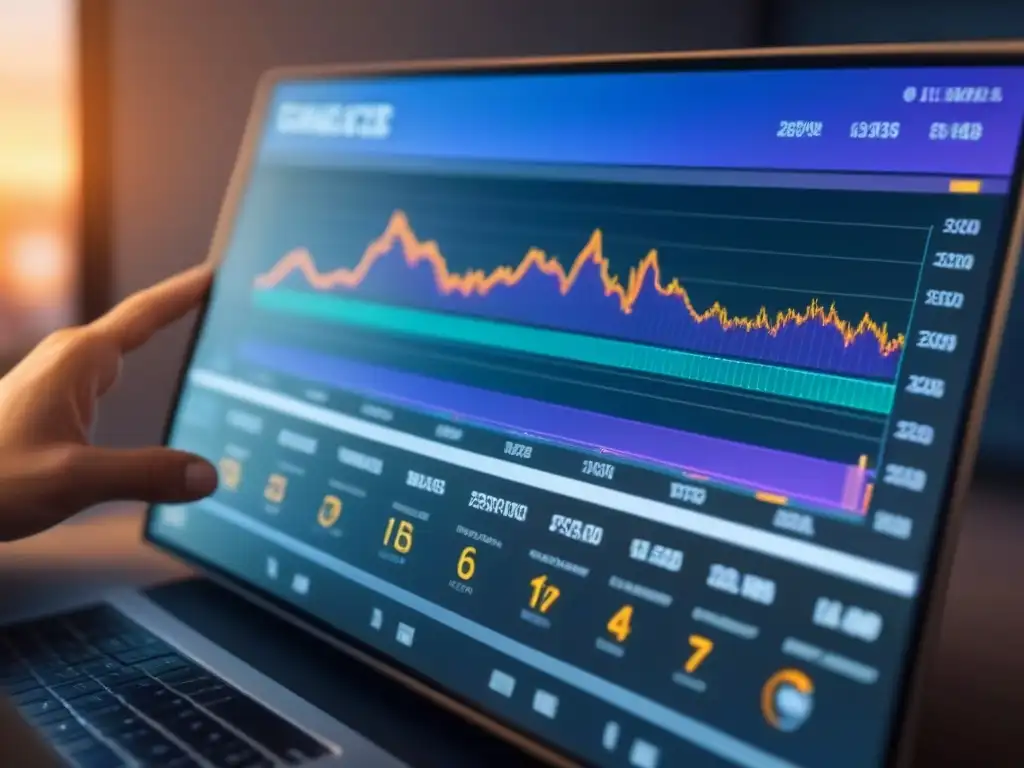Análisis inmobiliario online: gráficos y datos en tiempo real Interfaz digital moderna con gráficos en tiempo real sobre estrategias de inversión inmobiliaria