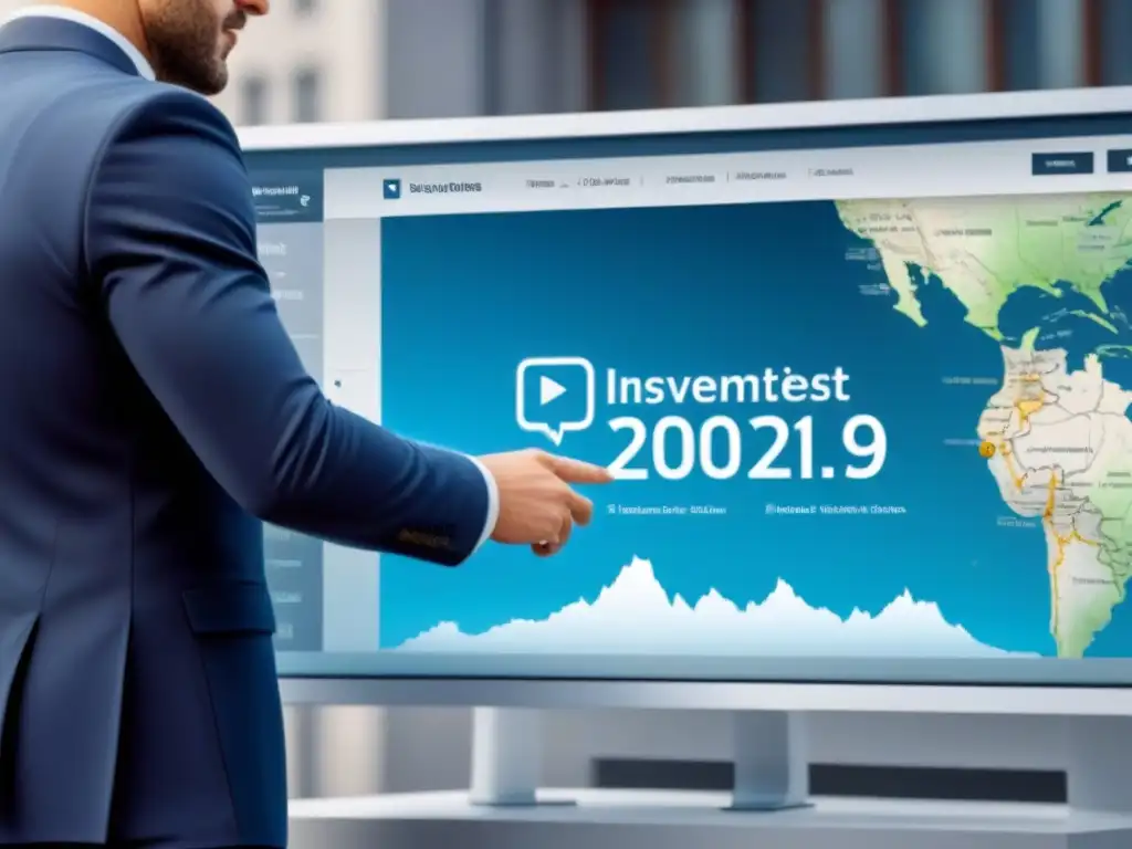 Inversión inmobiliaria: propiedades en crowdfunding Interfaz digital muestra propiedades para invertir en crowdfunding inmobiliario, con gráficos interactivos y diseño profesional