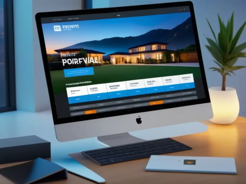 Interfaz futurista de valoración inmobiliaria en tiempo real con gráficos dinámicos y herramientas analíticas avanzadas Interfaz futurista para valoración propiedades en tiempo real con gráficos dinámicos y herramientas analíticas avanzadas en azul y blanco