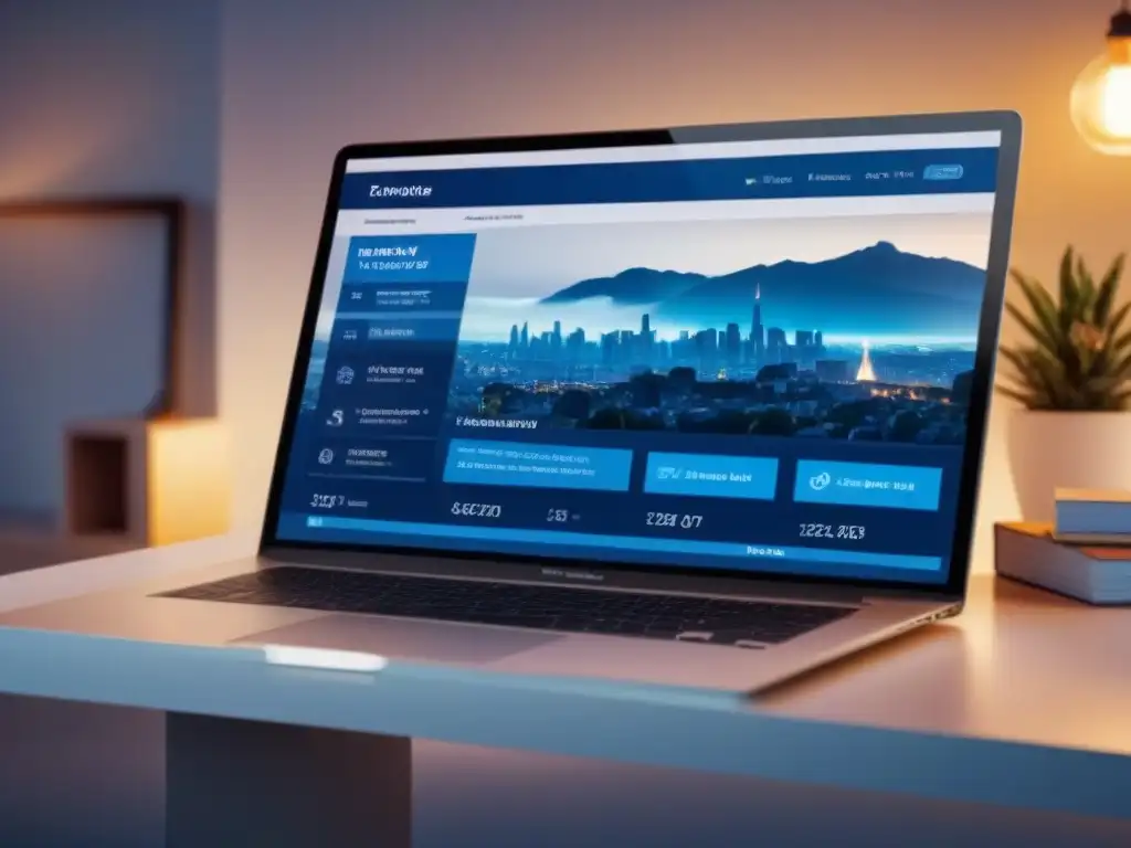 Interfaz Inmobiliaria Futurista: Valoraciones en Tiempo Real Una interfaz inmobiliaria futurista y elegante, con herramientas de valoración de propiedades en tiempo real