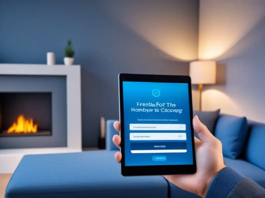 Interfaz moderna de chatbot para compradores de vivienda Interfaz moderna de chatbot inmobiliario en tablet de alta resolución