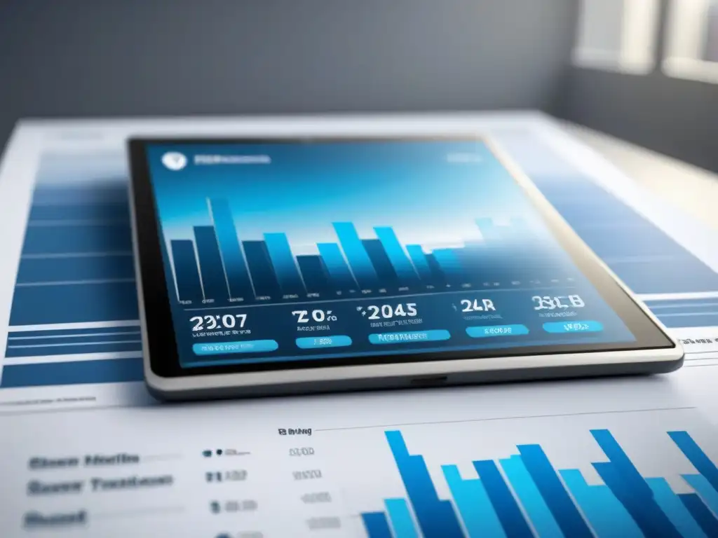 Análisis de mercado inmobiliario: gráficos y estadísticas detalladas Una interfaz moderna y detallada de herramientas de análisis mercado inmobiliario en tonos azules y grises