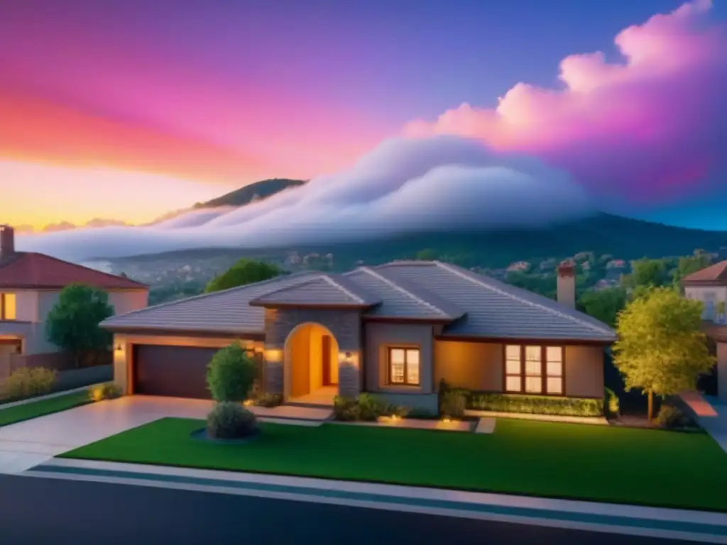 Plataforma inmobiliaria online: Propiedades en remate Interfaz online sofisticada para encontrar propiedades en remate, con colores vibrantes y diseño intuitivo