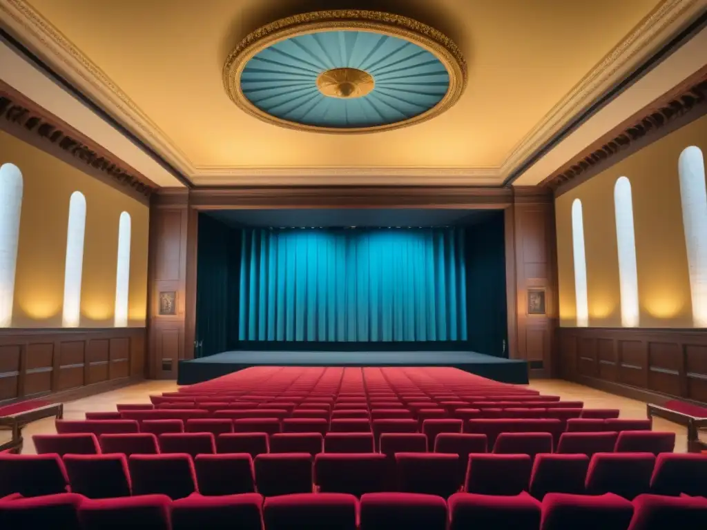 Restauración acústica moderna en edificio histórico Un interior histórico con restauración acústica moderna: paneles absorbentes de sonido y equipos de audio discretos