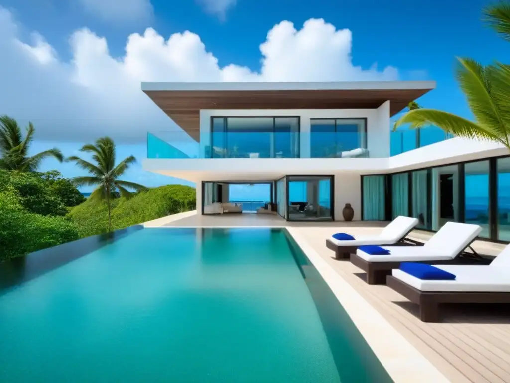 Propiedad de lujo frente al mar en el Caribe: villa moderna con vista al océano Inversión en bienes raíces Caribe: Exclusiva villa moderna frente al mar en el Caribe, con aguas turquesas, playa blanca y palmeras