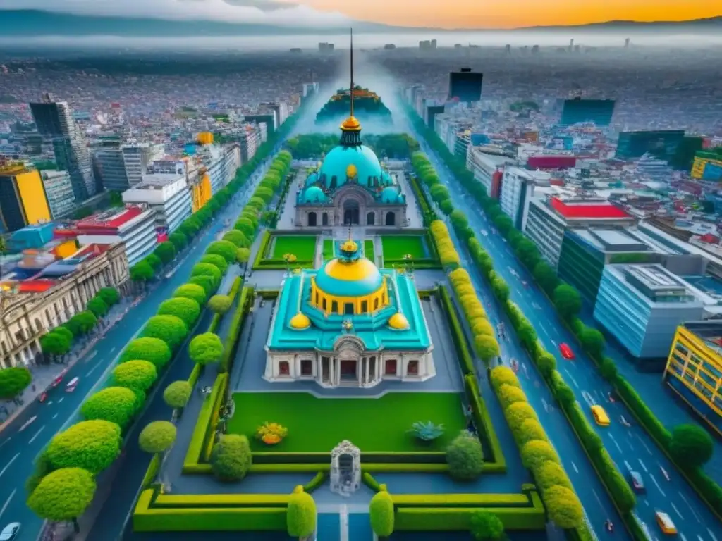 Inversión inmobiliaria en CDMX: vista aérea vibrante y moderna Inversión en bienes raíces en México: Vista aérea vibrante de la Ciudad de México con su arquitectura diversa y vida urbana bulliciosa