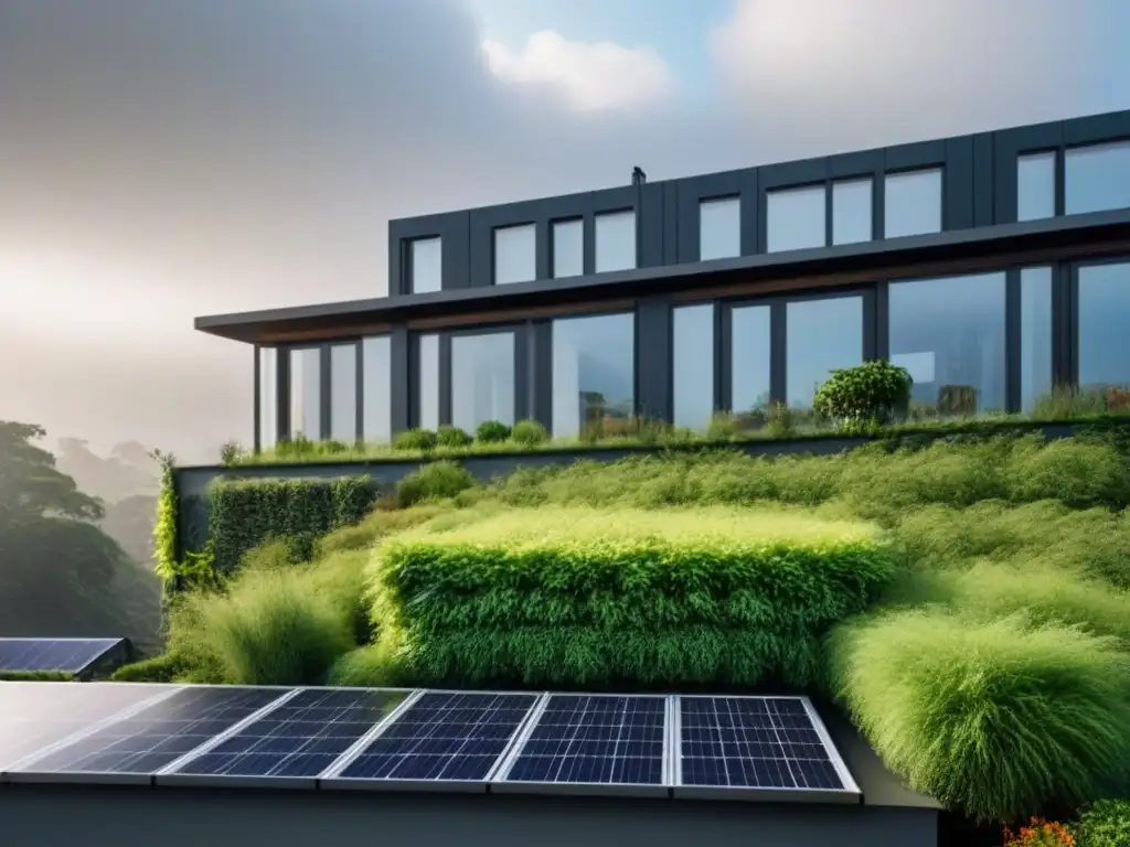 Edificio ecoamigable: arquitectura moderna en armonía con la naturaleza Inversión inmobiliaria impacta cambio climático con edificio ecológico rodeado de naturaleza