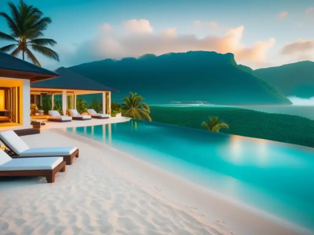 Resort de lujo frente al mar en el Caribe: exclusividad y tranquilidad Inversión inmobiliaria Caribe extranjera: lujoso resort frente al mar con aguas turquesas y villas de lujo con piscinas infinitas