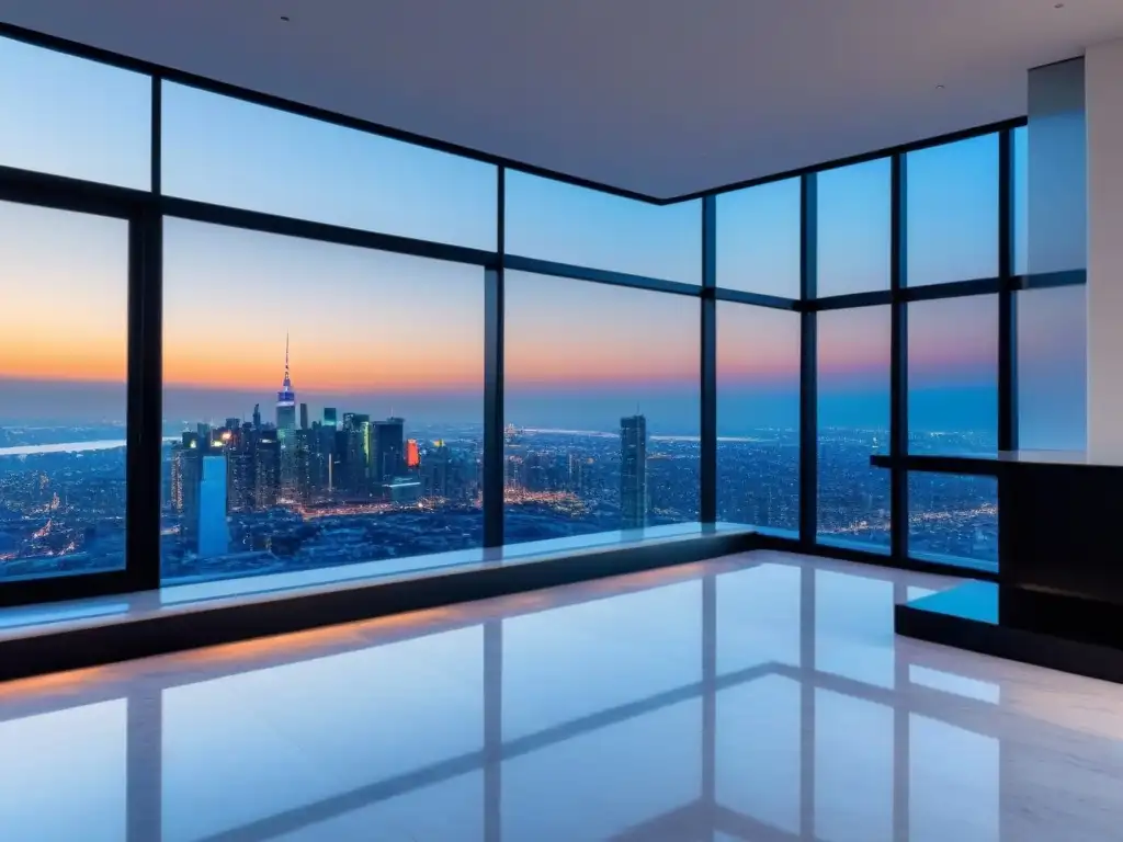 Inversión inmobiliaria internacional estrategia retiro: Lujoso ático moderno con vista a la ciudad y diseño elegante