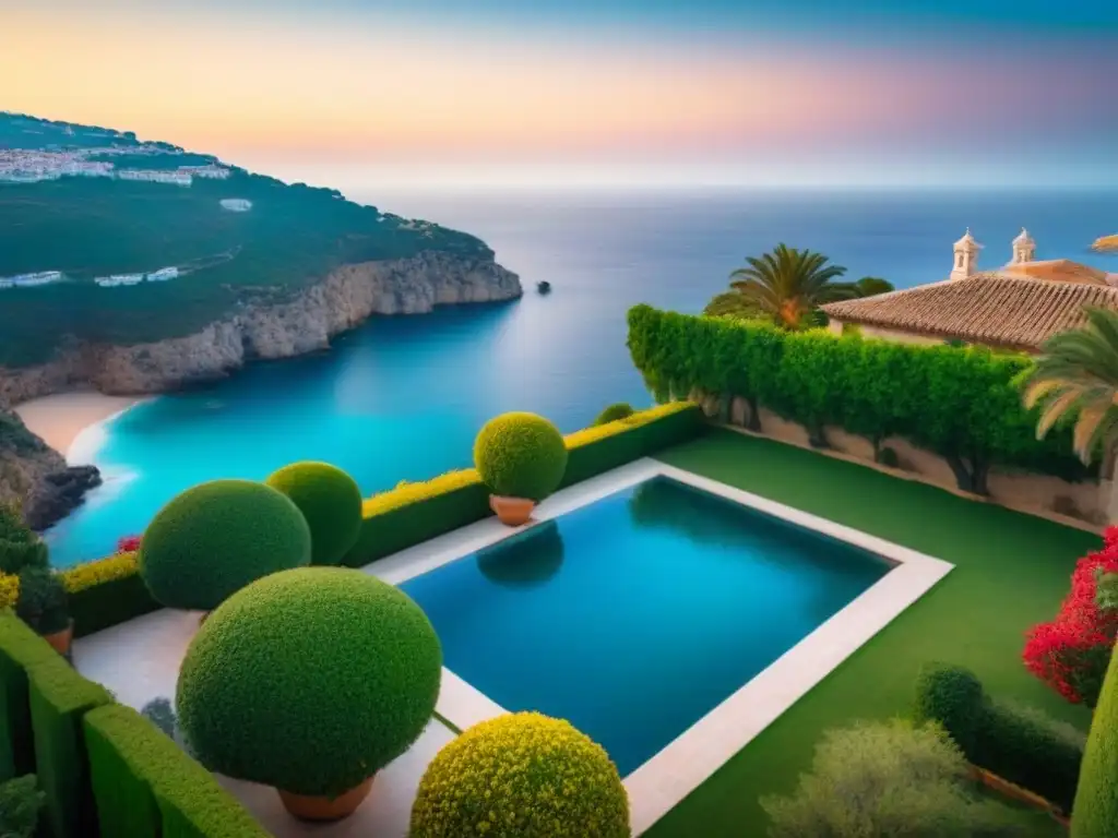 Villa de lujo en la costa española al atardecer Inversión inmobiliaria: Villa de lujo en la costa española al atardecer
