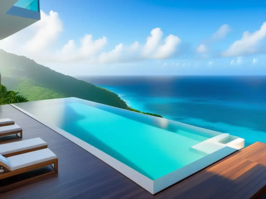 Villa de lujo con vista al mar Caribe Inversión inmobiliaria en el Caribe: Villa de lujo con vistas al mar turquesa, arquitectura moderna y piscina infinita privada