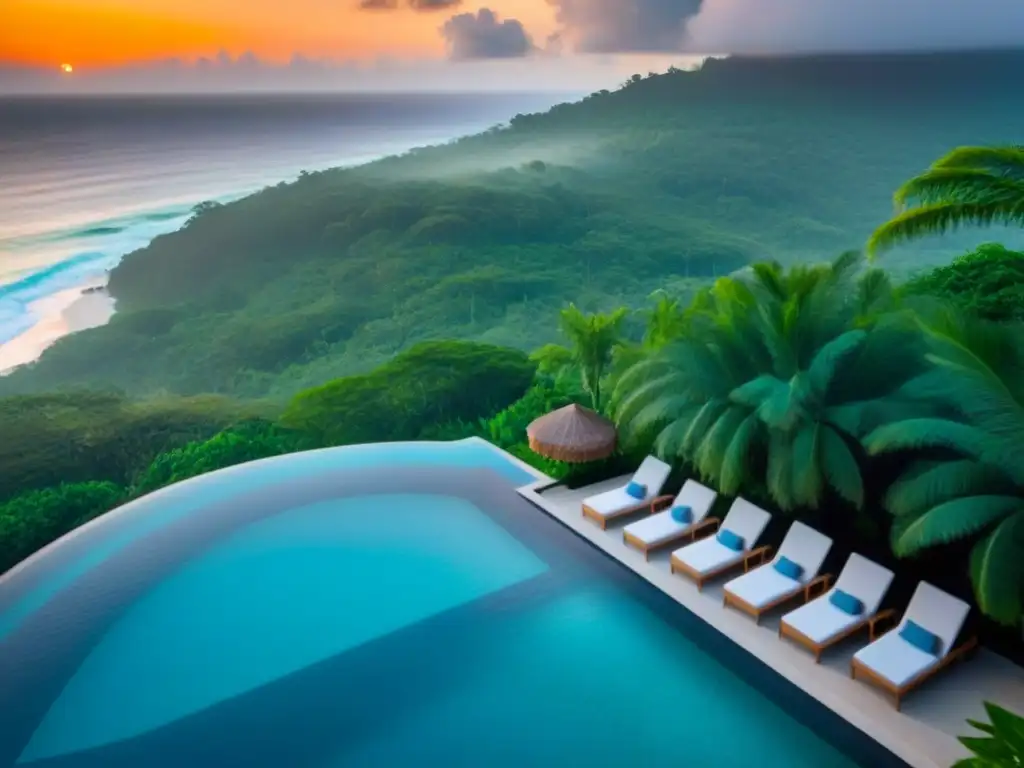 Propiedad de lujo frente al mar en el Caribe con piscina infinita y atardecer dorado Inversión inmobiliaria en el Caribe: lujosa propiedad frente al mar con piscina infinita y vistas al atardecer