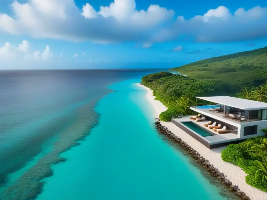 Propiedad de lujo en el Caribe: diseño moderno frente al mar Inversión inmobiliaria en el Caribe: lujosa propiedad frente al mar con diseño moderno, piscina infinita y vistas a aguas turquesas