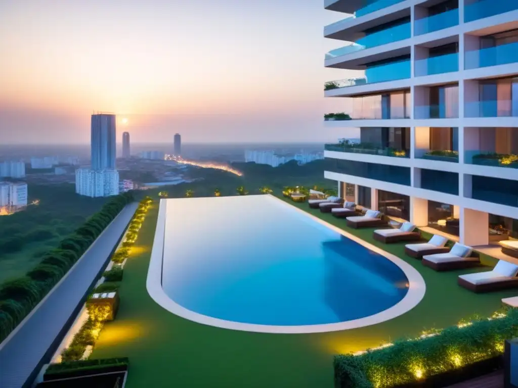 Condominio de lujo en Asunción: modernidad y elegancia Inversión inmobiliaria en Paraguay: Un lujoso complejo de condominios en Asunción con arquitectura moderna, jardines en la azotea y piscina infinita