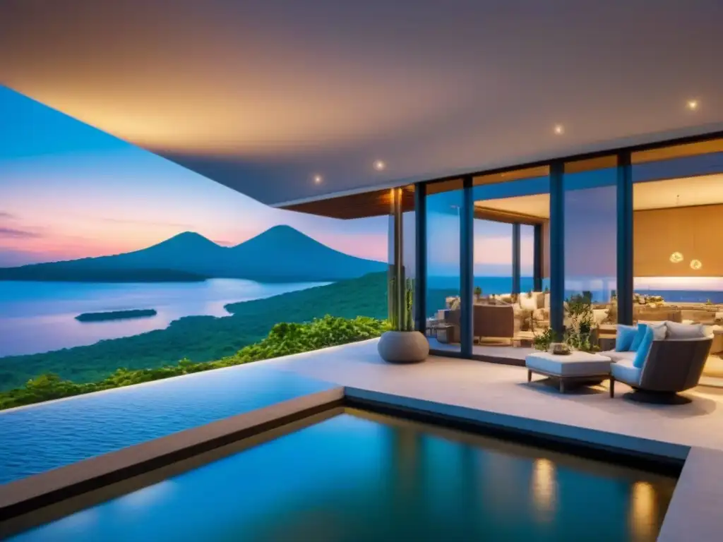 Condominio de lujo frente al lago en Nicaragua Inversión inmobiliaria en Nicaragua: Lujoso complejo de condominios con diseño moderno, rodeado de naturaleza y vista al Lago Nicaragua al atardecer