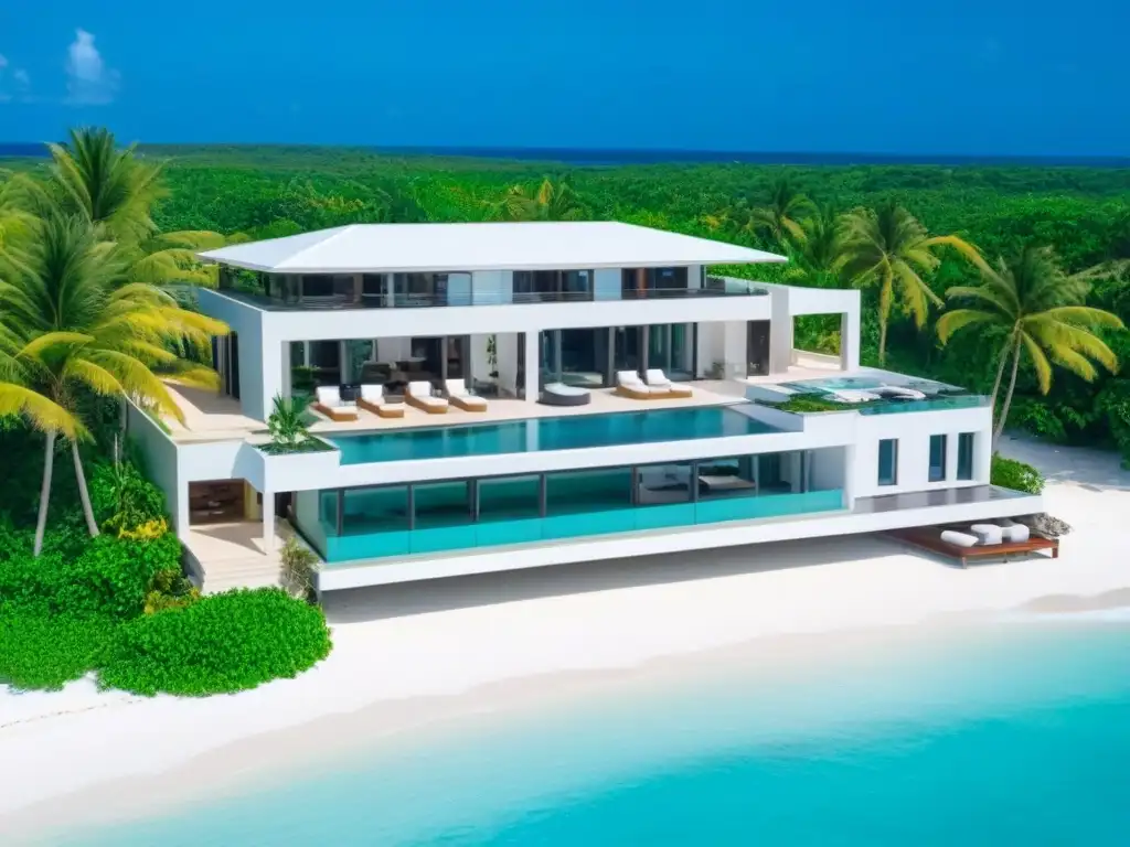 Propiedad de lujo en el Caribe: vista aérea de ensueño Inversión inmobiliaria en el mercado internacional del Caribe: Propiedad exclusiva frente al mar con diseño moderno y lujoso
