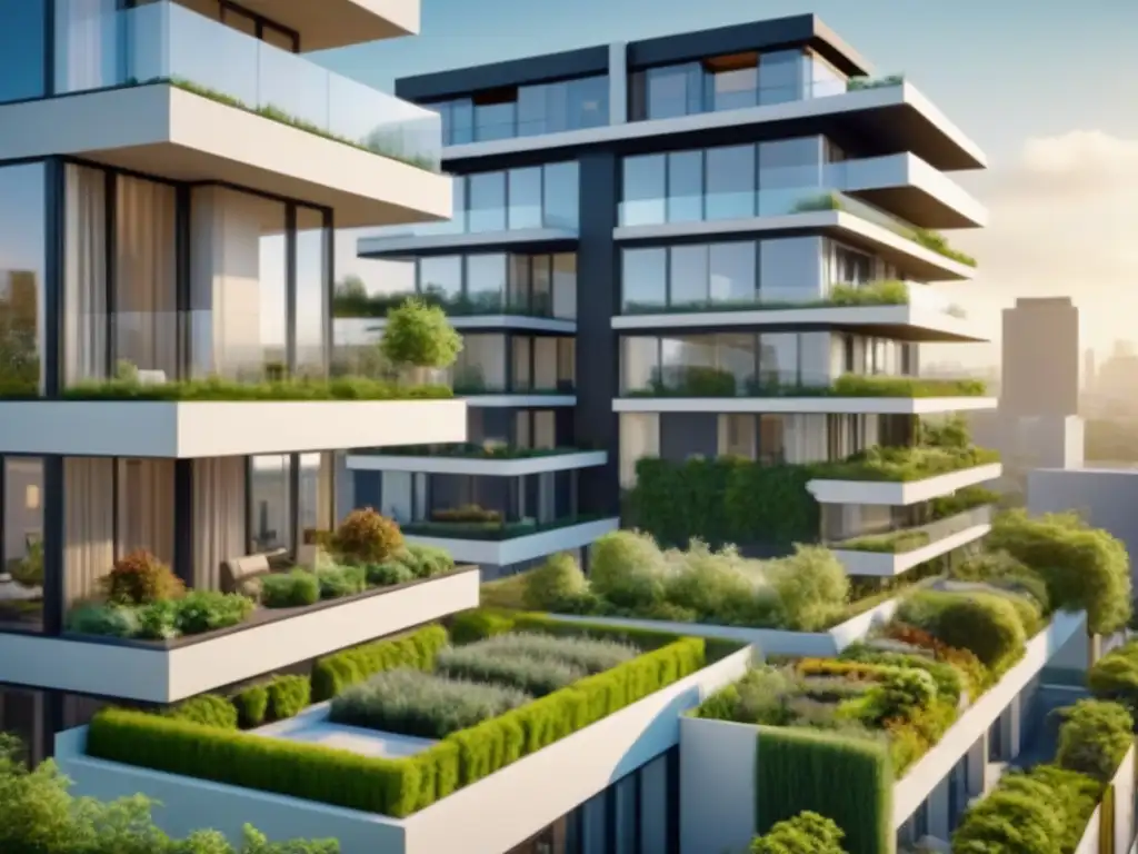 Inversión inmobiliaria pasiva: debate en jardín a 8k Inversión inmobiliaria pasiva: profesionales diversificados debaten estrategias en moderno complejo con jardín en azotea