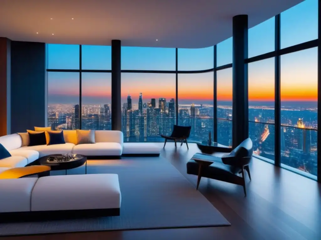 Penthouse de lujo con tecnología inteligente en la ciudad Inversión inmobiliaria con tecnología inteligente en un lujoso ático moderno con vistas a la ciudad
