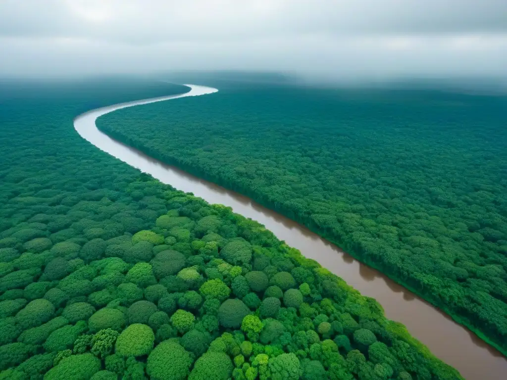Selvas exuberantes y ciudades emergentes: Surinam y Guyana Inversión inmobiliaria en Surinam y Guyana: vista aérea detallada de exuberantes selvas y ríos, con skylines urbanos entre la densa vegetación