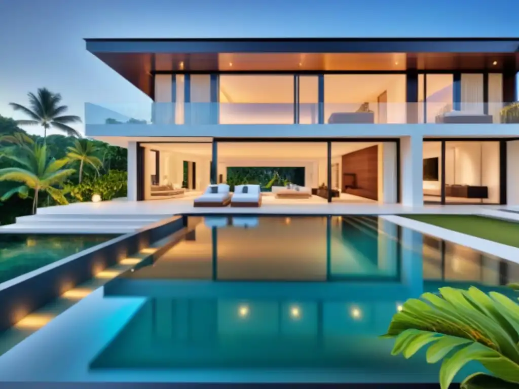 Villa de lujo frente al mar: infinito y modernidad Inversión segura en propiedades turísticas: Villa de lujo con piscina infinita, diseño moderno y vistas al mar al atardecer