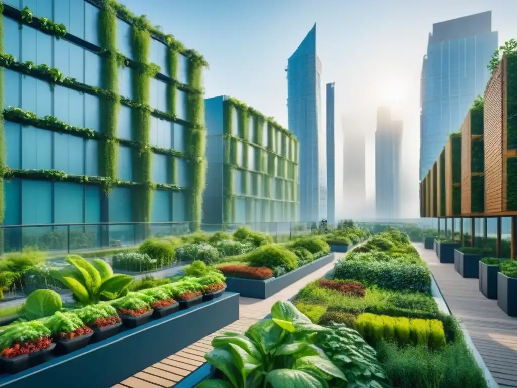 Ciudad verde del futuro: innovación y sostenibilidad Inversiones en infraestructura verde: Ciudad futurista con rascacielos verdes integrados en armonía con la naturaleza
