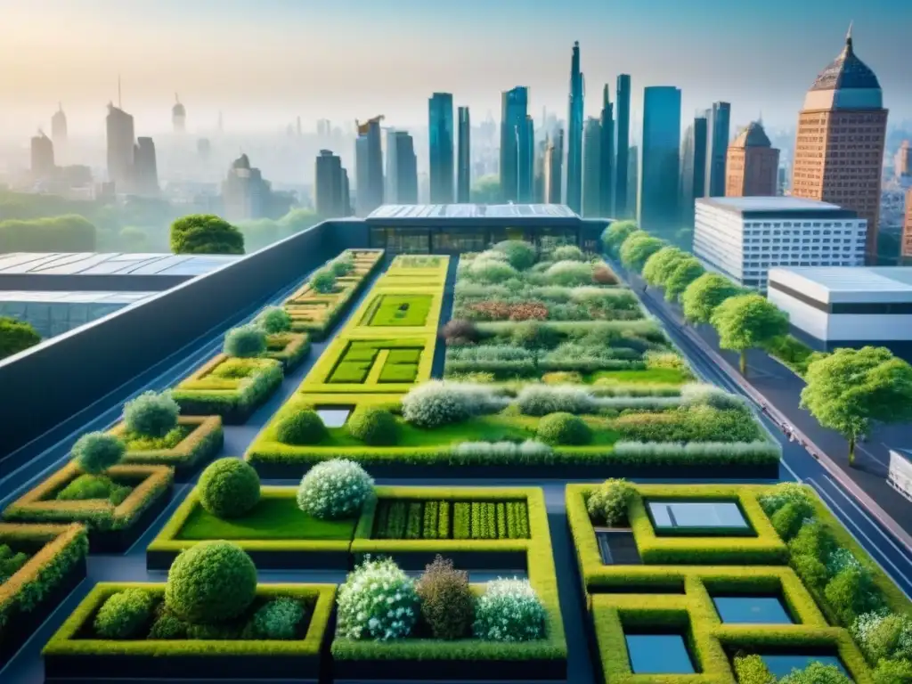 Metrópolis verde: armonía urbana con naturaleza Inversiones en infraestructura verde impacto social: Ciudad moderna con paisaje verde integrado en armonía con la vida urbana