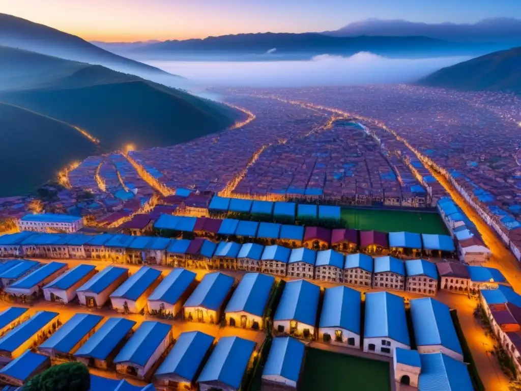 Cityscape vibrante en Bolivia: oportunidades de inversión Inversiones inmobiliarias en Bolivia: Vista aérea de la ciudad vibrante, mezcla de arquitectura tradicional y moderna, calles llenas y paisajes naturales impresionantes