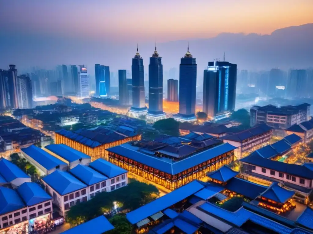 Contrastes urbanos: la energía vibrante de la arquitectura en Asia Inversiones inmobiliarias internacionales: mezcla entre lo antiguo y lo moderno en la vibrante ciudad asiática