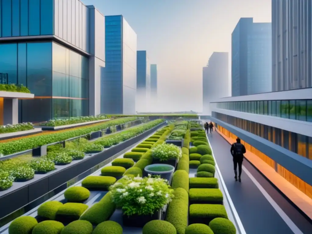 Metrópolis futurista: arquitectura sostenible y ecoamigable Inversiones inmobiliarias sostenibles rentables en una ciudad futurista con edificios verdes y tecnología ecoeficiente