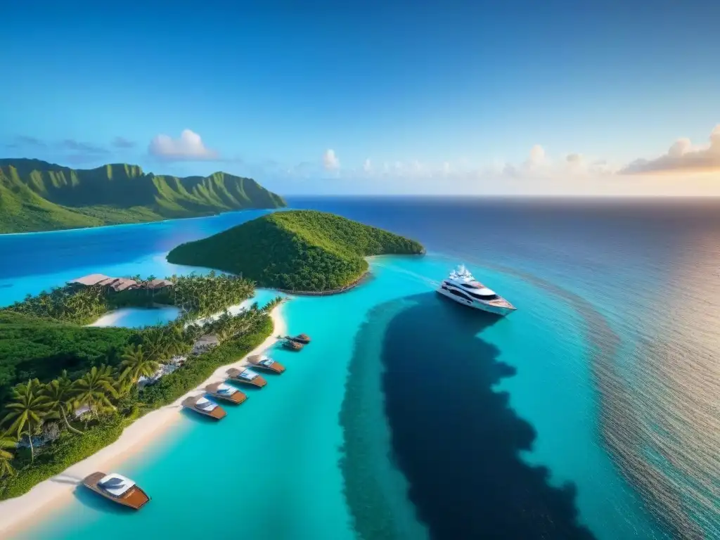 Paraíso caribeño: resort de lujo al atardecer Inversiones de lujo en el Caribe: Resort de ensueño con vistas al mar turquesa, villas elegantes y piscinas infinitas al atardecer