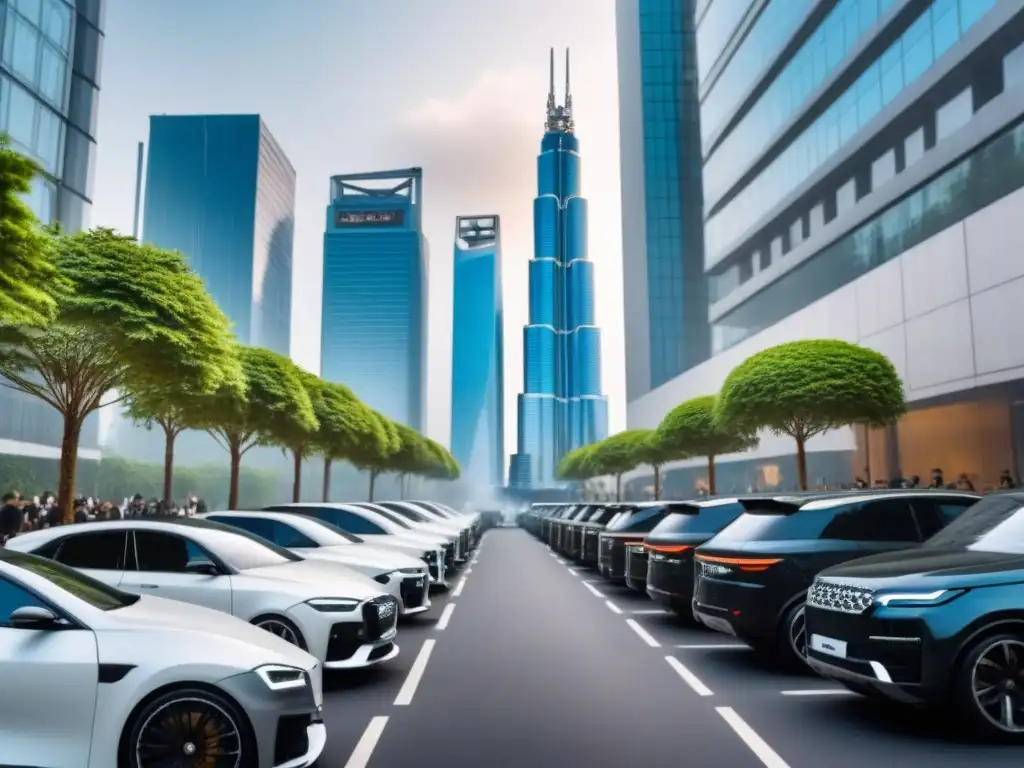 Rascacielos de lujo futurista en ciudad emergente: opulencia y modernidad Inversiones propiedades lujo mercados emergentes: Imponente rascacielos futurista en ciudad emergente