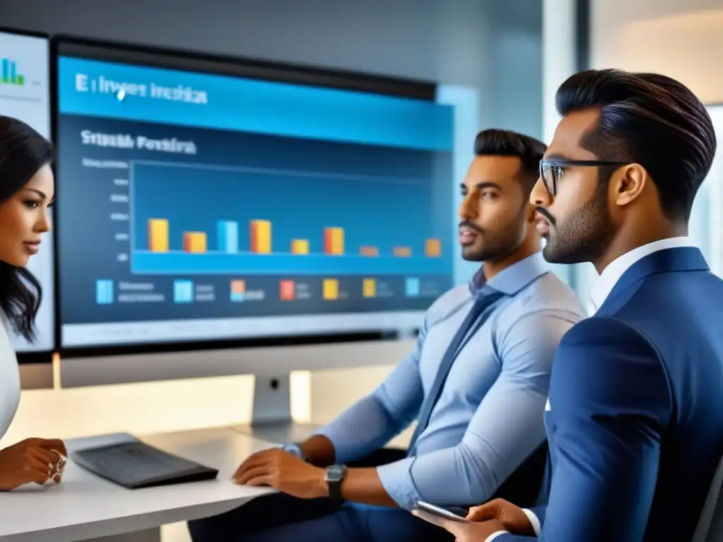 Estrategias de inversión inmobiliaria: Equipo innovador en acción Jóvenes profesionales colaborando en estrategias de inversión inmobiliaria en una oficina moderna