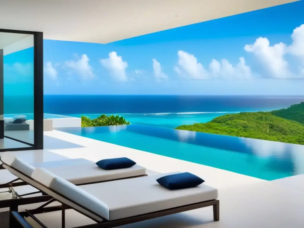 Exclusiva mansión moderna frente al mar Caribe Una lujosa mansión moderna con vistas al mar Caribe, diseño arquitectónico elegante y piscina infinita rodeada de exuberante vegetación tropical
