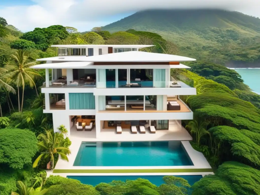 Increíble villa de lujo frente al mar en Costa Rica Una lujosa propiedad frente a la playa en Costa Rica con villa contemporánea, piscina infinita privada y exuberante paisaje tropical