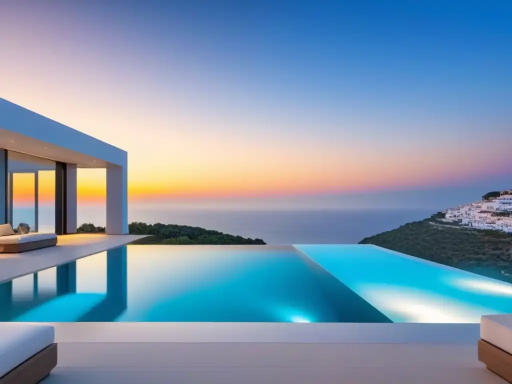 Villa de lujo en España: modernidad y elegancia junto al mar Una lujosa villa española en la colina con vista al Mediterráneo