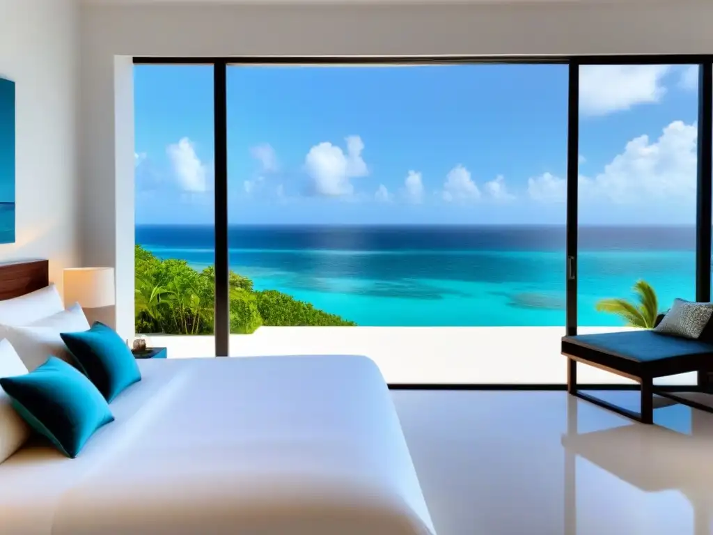 Villa de lujo frente al mar en el Caribe: diseño moderno y exclusivo Una lujosa villa frente al mar en el Caribe con diseño arquitectónico moderno y ventanales panorámicos