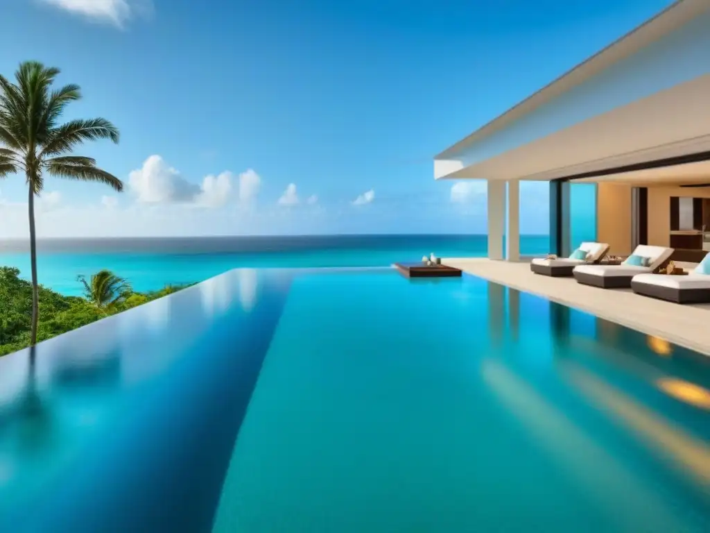 Villa de lujo frente al mar en el Caribe: exclusividad y elegancia Una lujosa villa frente a la playa en el Caribe, con diseño contemporáneo y vistas panorámicas al mar turquesa
