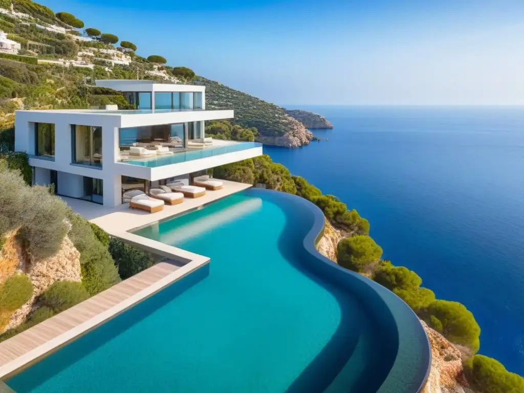 Villa de lujo con vistas al mar en España Una lujosa villa moderna sobre el acantilado con vistas al mar Mediterráneo en España