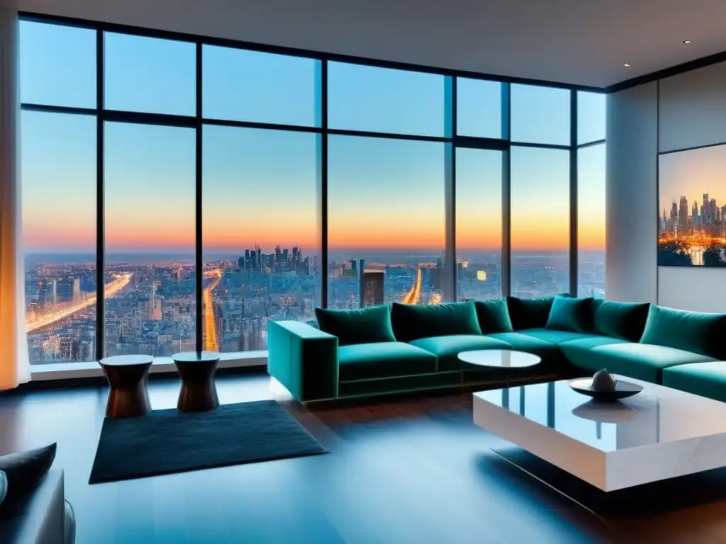 Penthouse moderno con vistas urbanas y diseño de lujo Un lujoso apartamento moderno con vistas a la ciudad