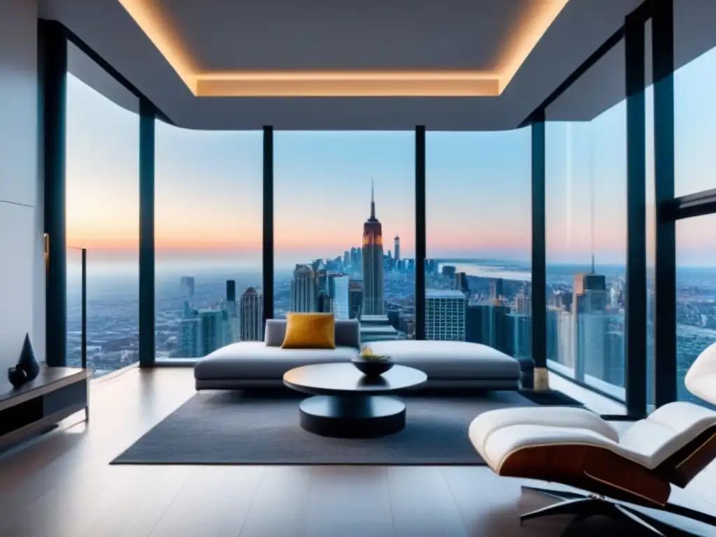 Penthouse de lujo con vistas panorámicas y diseño sofisticado Un lujoso ático moderno con vista a la ciudad y diseño sofisticado para inversores inmobiliarios buscando refinanciamiento