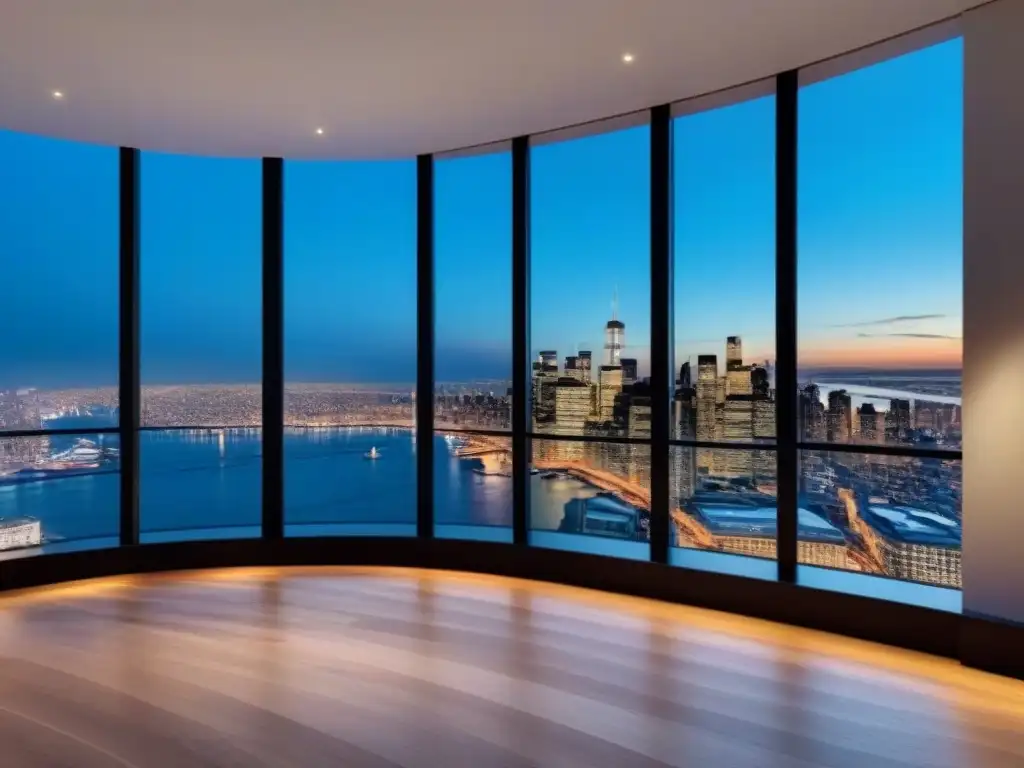 Penthouse de lujo con vistas panorámicas a la ciudad Un lujoso ático moderno con vista panorámica de la ciudad y tecnología Blockchain en comercialización inmobiliaria