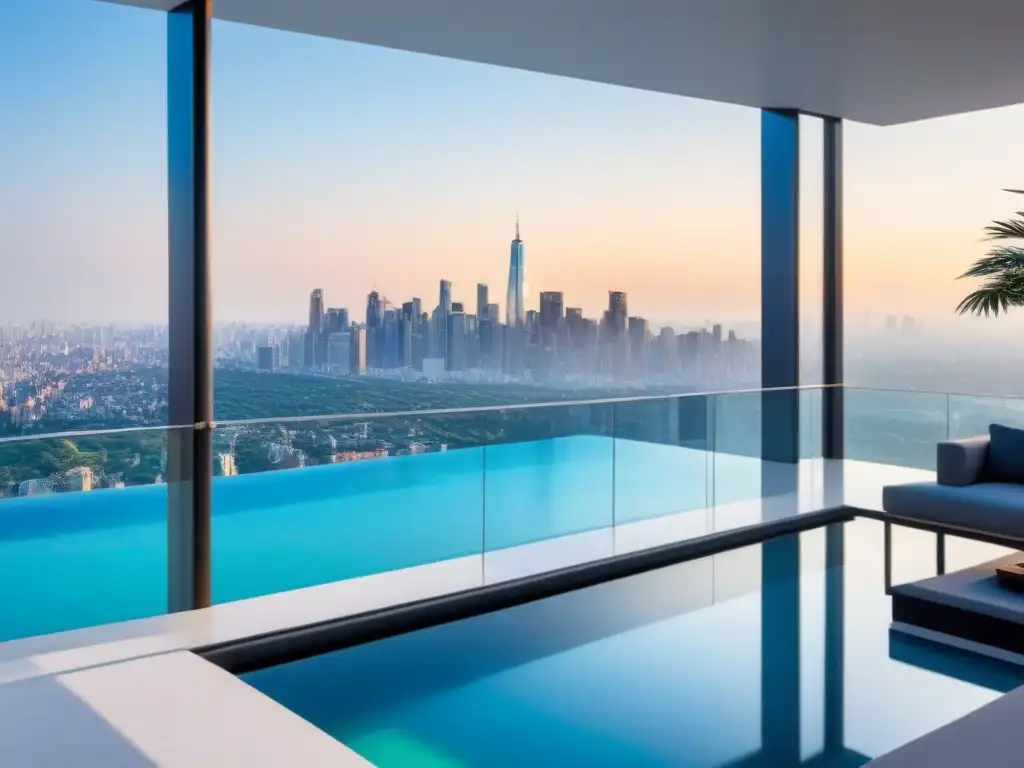 Penthouse de lujo con tecnología de vanguardia y vistas panorámicas Penthouse lujoso con diseño contemporáneo y tecnología de punta, piscina infinity y terraza verde