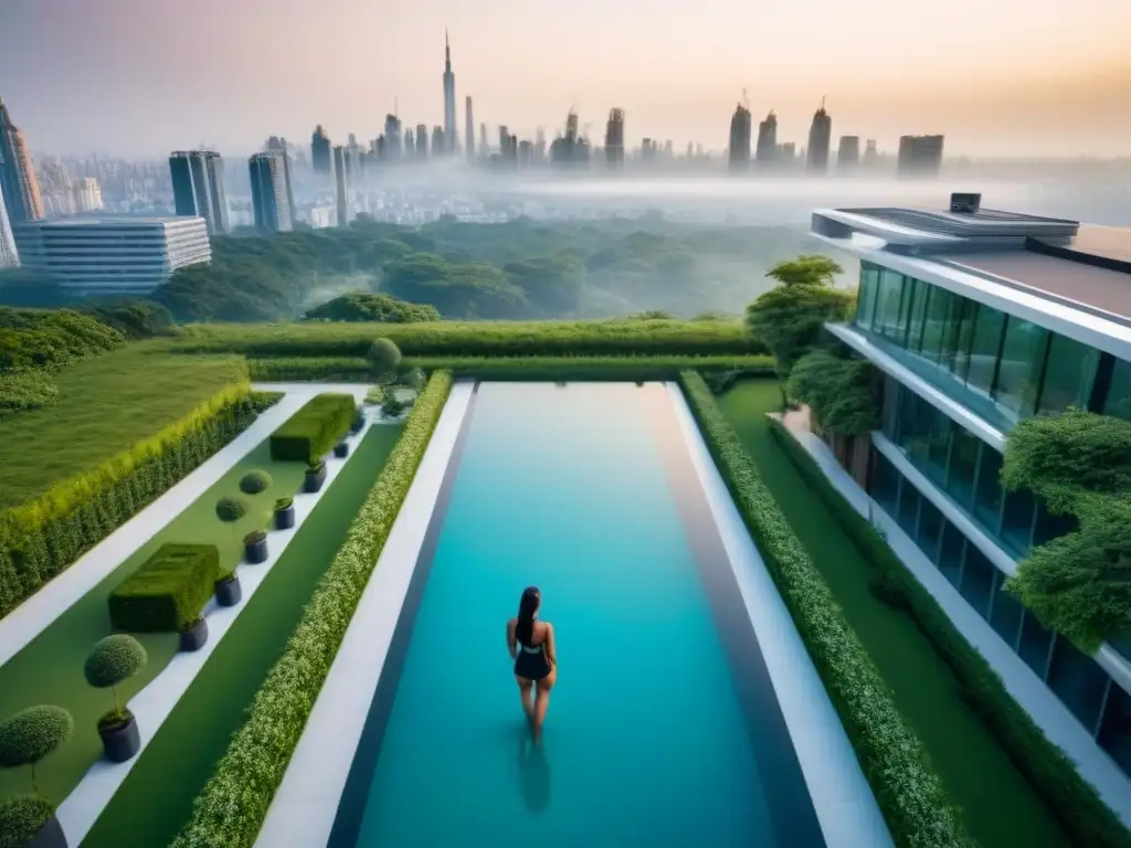 Propiedad de lujo futurista en ciudad emergente Un lujoso edificio futurista en una ciudad emergente, fusionando tecnología y lujo en inversiones inmobiliarias de vanguardia