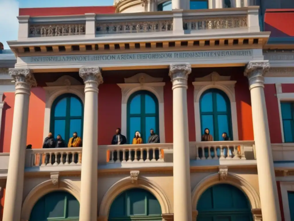 La majestuosidad de un edificio histórico restaurado resplandece en la ciudad moderna, destacando la fusión entre historia y desarrollo urbano