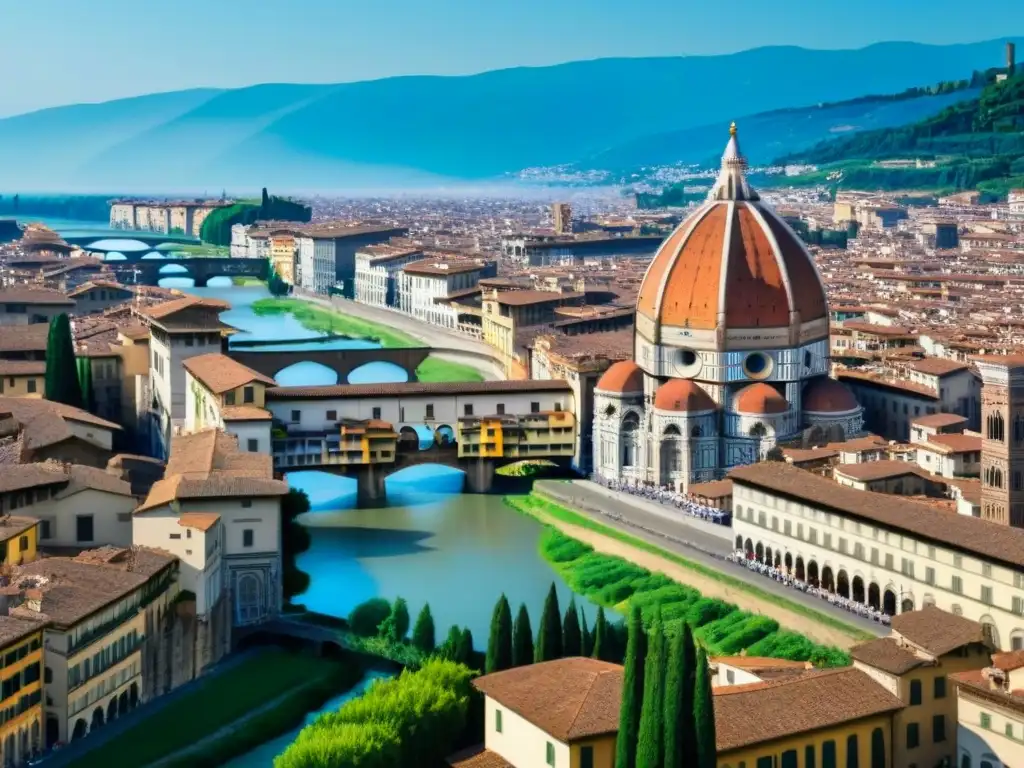 Maravilla renacentista: Florencia desde las alturas La majestuosidad de Florencia, Italia: tejados terracota, calles empedradas y monumentos históricos